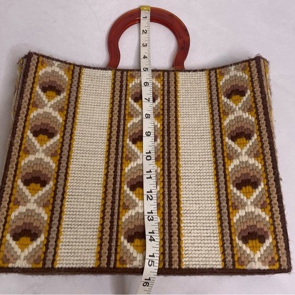 Handmade needlepoint handbag retro brown vintage purse fall colors grandmacore - Picture 10 of 11